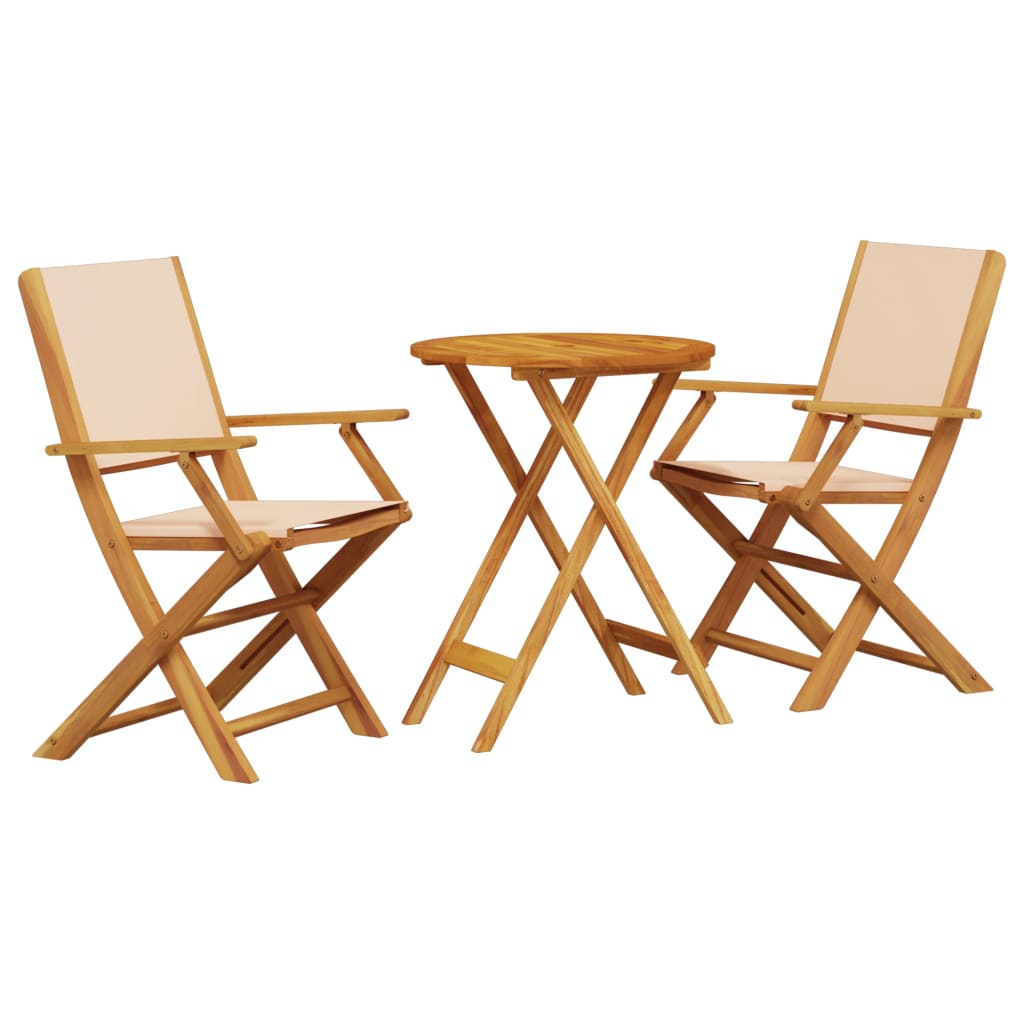 Set da Bistrot 3pz Beige in Tessuto e Legno Massello | homemem39
