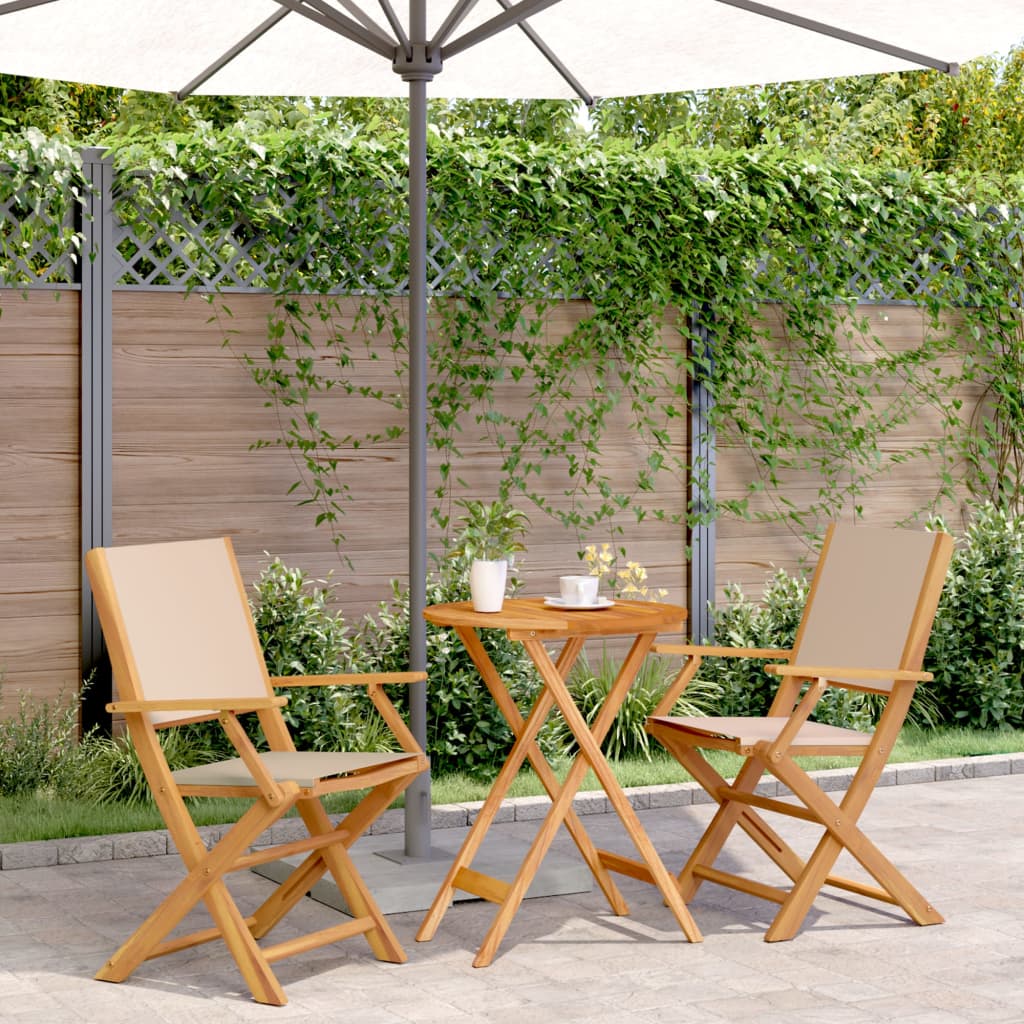 Set da Bistrot 3pz Beige in Tessuto e Legno Massello | homemem39