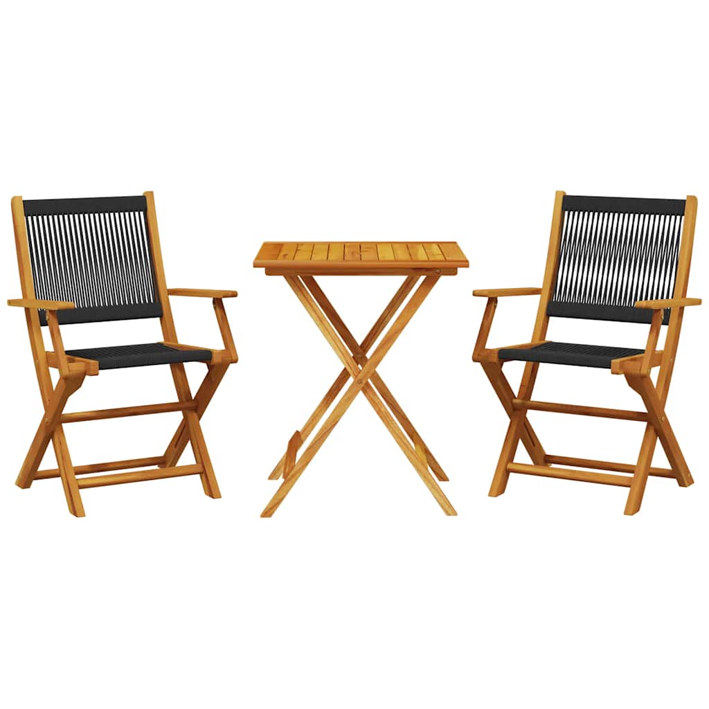 Set da Bistrot 3pz Nero in Polipropilene e Legno Massello | homemem39