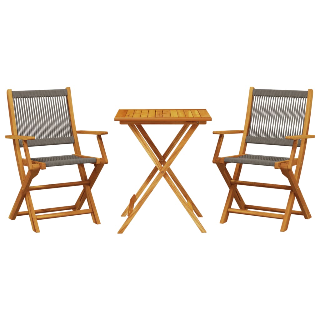 Set da Bistrot 3pz Grigio in Polipropilene e Legno Massello | homemem39