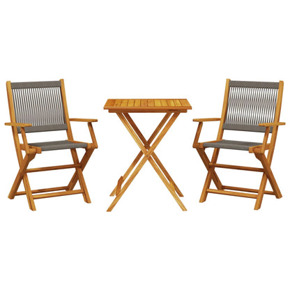 Set da Bistrot 3pz Grigio in Polipropilene e Legno Massello | homemem39