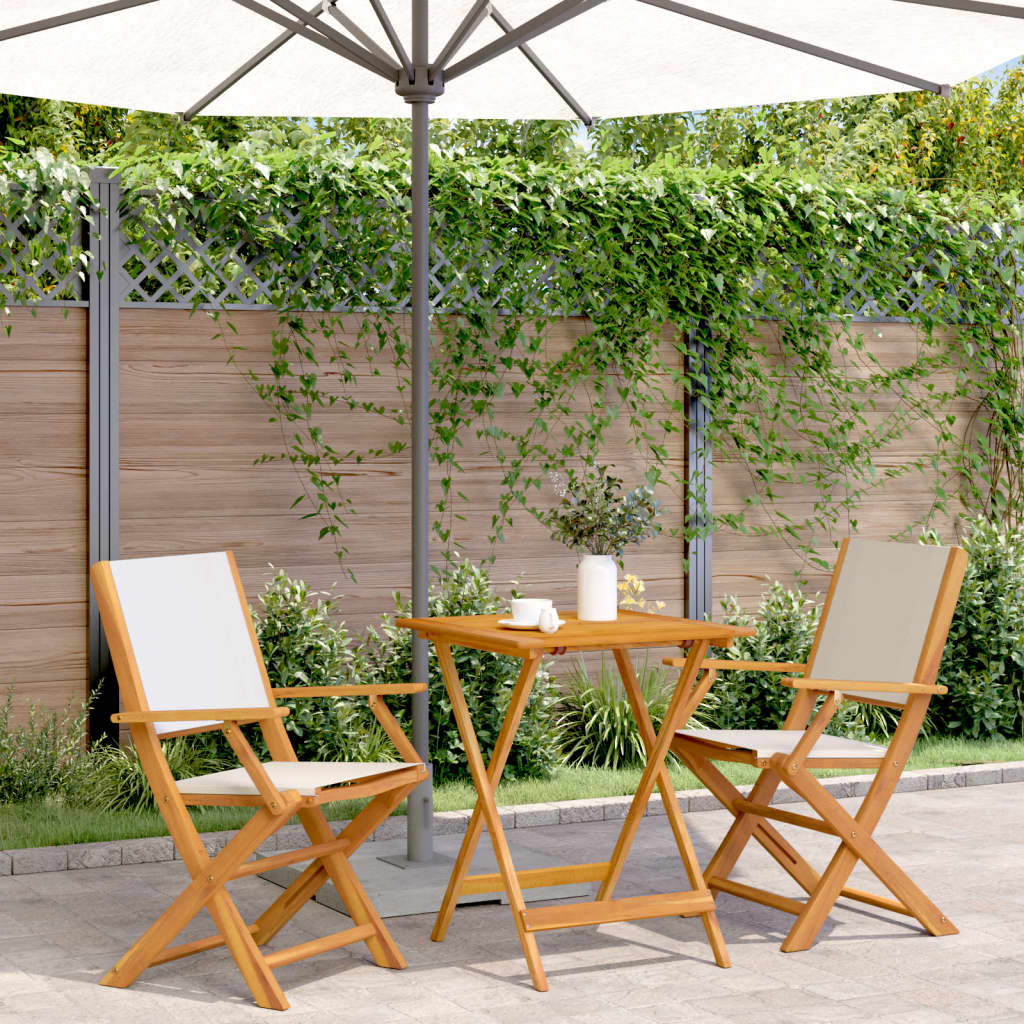 Set da Bistrot 3pz Bianco Crema in Tessuto e Legno Massello | homemem39