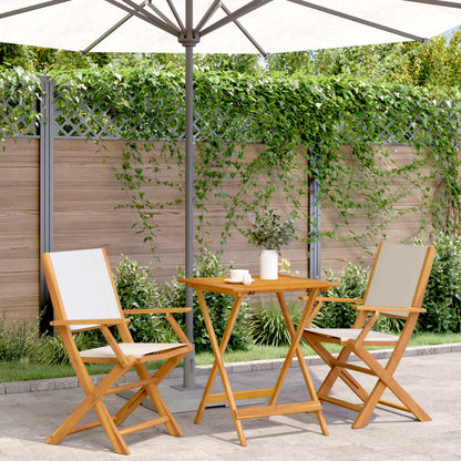 Set da Bistrot 3pz Bianco Crema in Tessuto e Legno Massello | homemem39