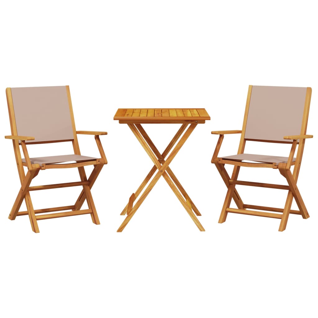 Set da Bistrot 3pz Tortora in Tessuto e Legno Massello | homemem39