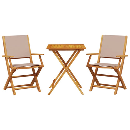 Set da Bistrot 3pz Tortora in Tessuto e Legno Massello | homemem39