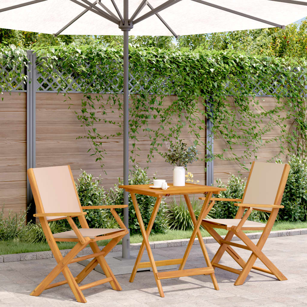 Set da Bistrot 3pz Beige in Tessuto e Legno Massello | homemem39