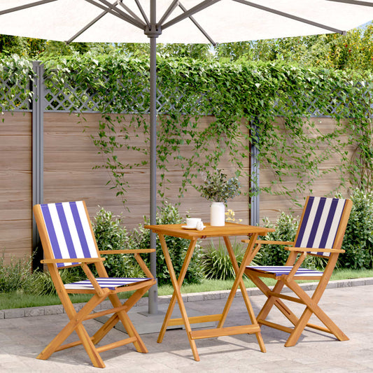 Blue and White 3-piece Bistro Set in Fabric and Solid Wood