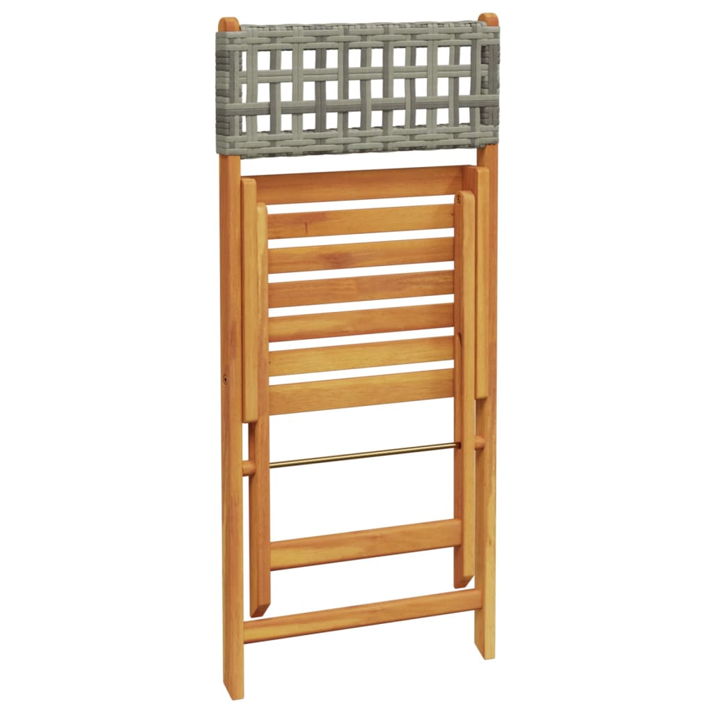 Set da Bistrot 3 pz Grigio in Polyrattan e Legno Massello | homemem39