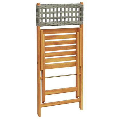 Set da Bistrot 3 pz Grigio in Polyrattan e Legno Massello | homemem39