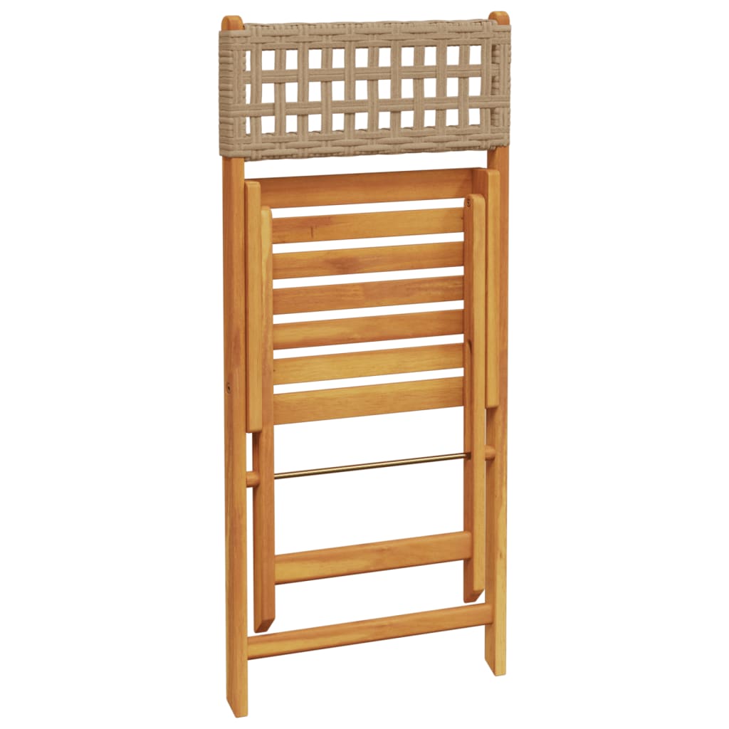 Set da Bistrot 3 pz Beige in Polyrattan e Legno Massello | homemem39