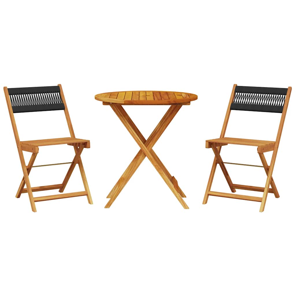 Set da Bistrot 3pz Nero in Polipropilene e Legno Massello | homemem39
