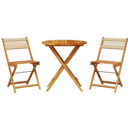 Set da Bistrot 3pz Beige in Polipropilene e Legno Massello | homemem39