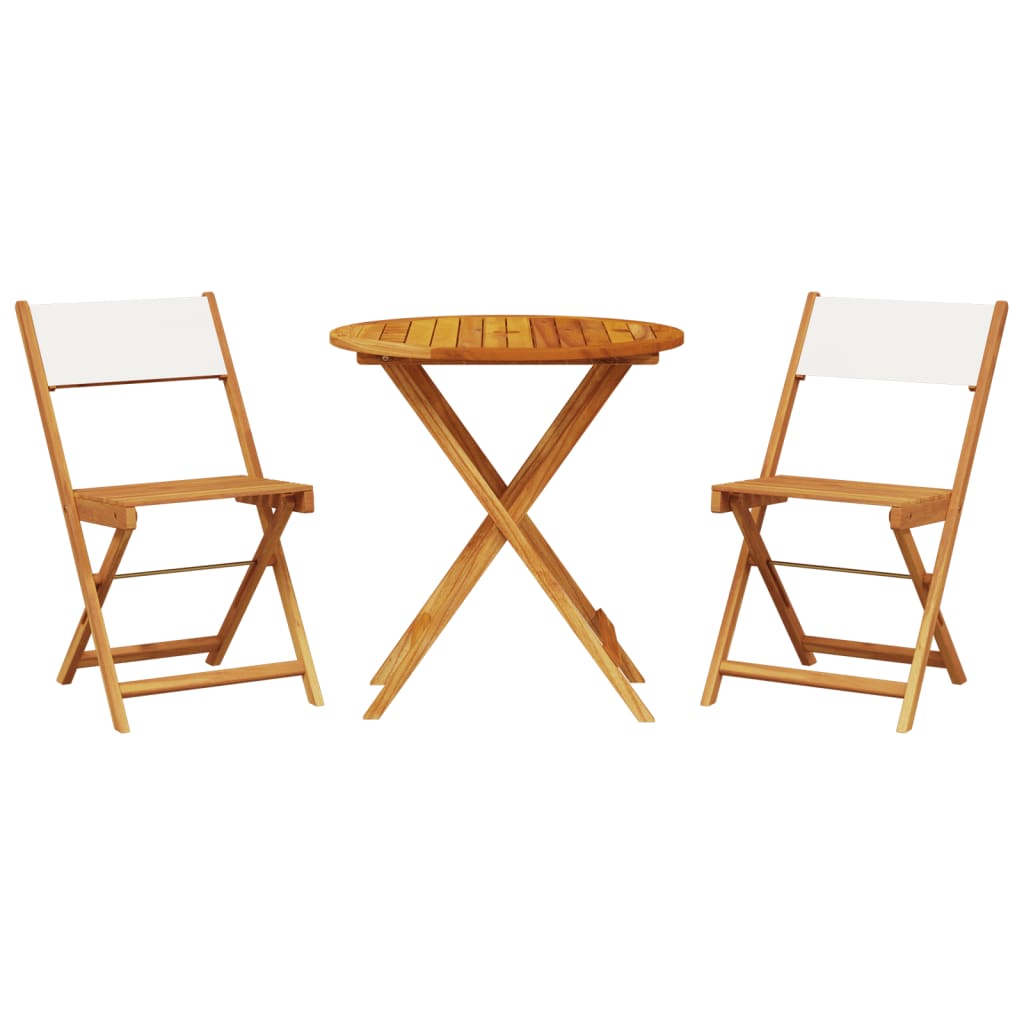 Set da Bistrot 3pz Bianco Crema in Tessuto e Legno Massello | homemem39