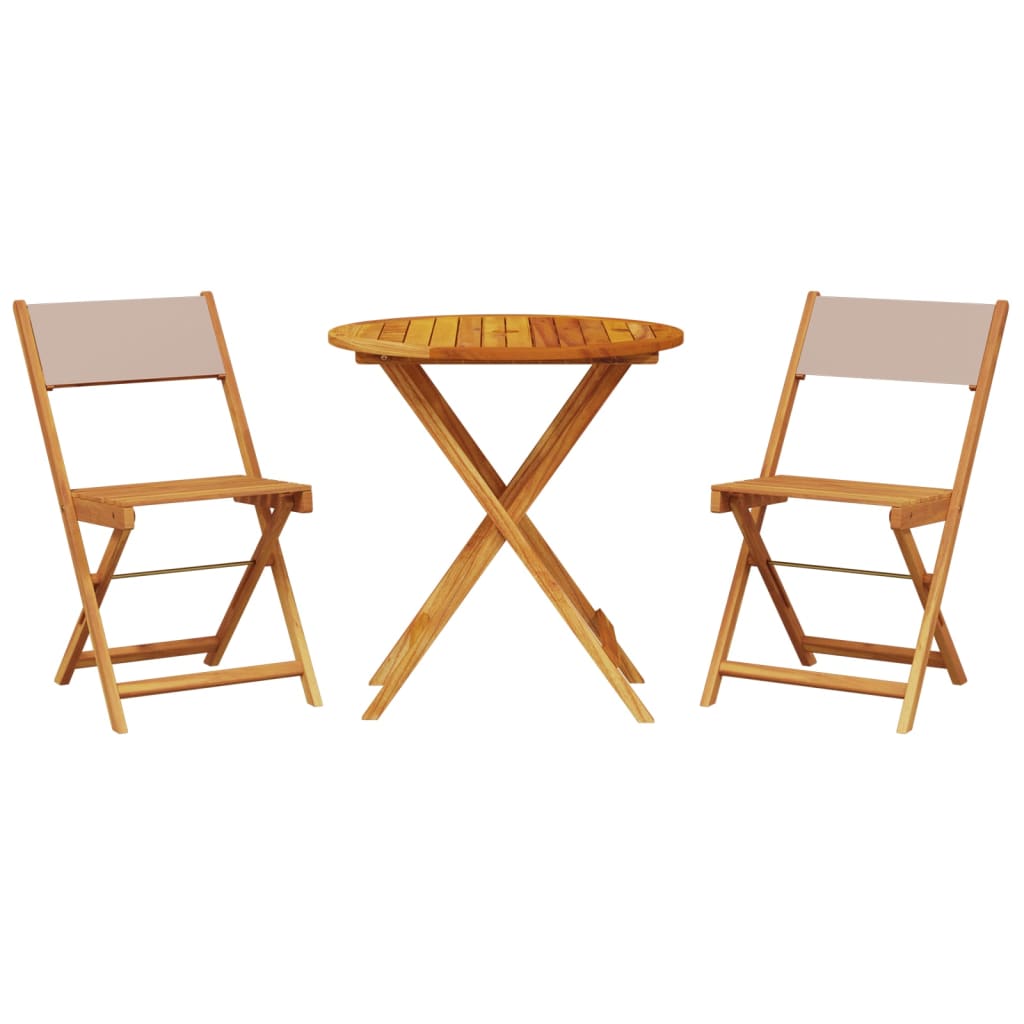 Set da Bistrot 3pz Tortora in Tessuto e Legno Massello | homemem39