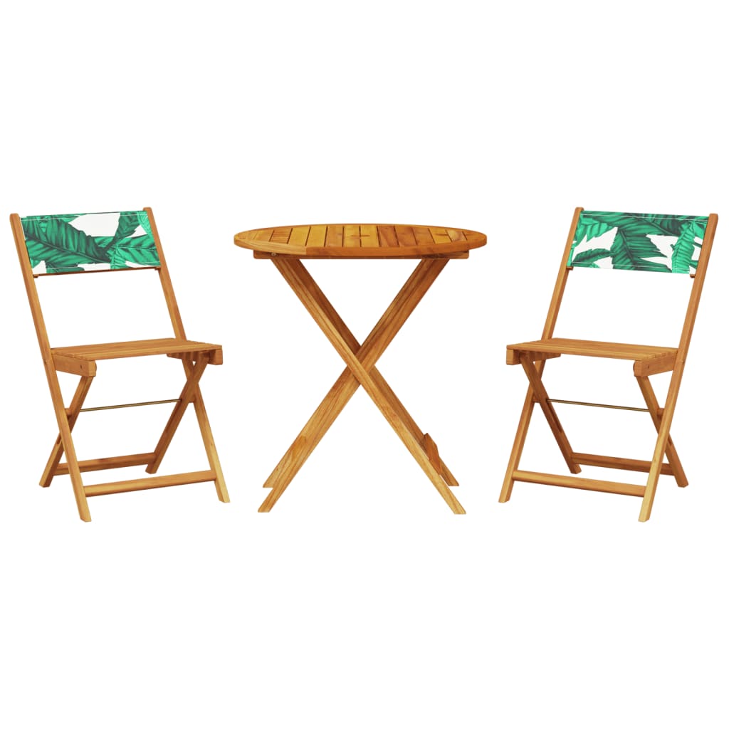 Set da Bistrot 3 pz Motivo Foglie in Tessuto e Legno Massello | homemem39