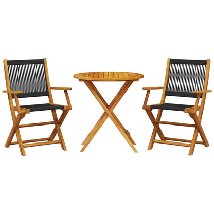 Set da Bistrot 3pz Nero in Polipropilene e Legno Massello | homemem39