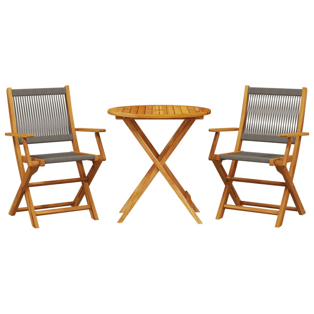 Set da Bistrot 3pz Grigio in Polipropilene e Legno Massello | homemem39