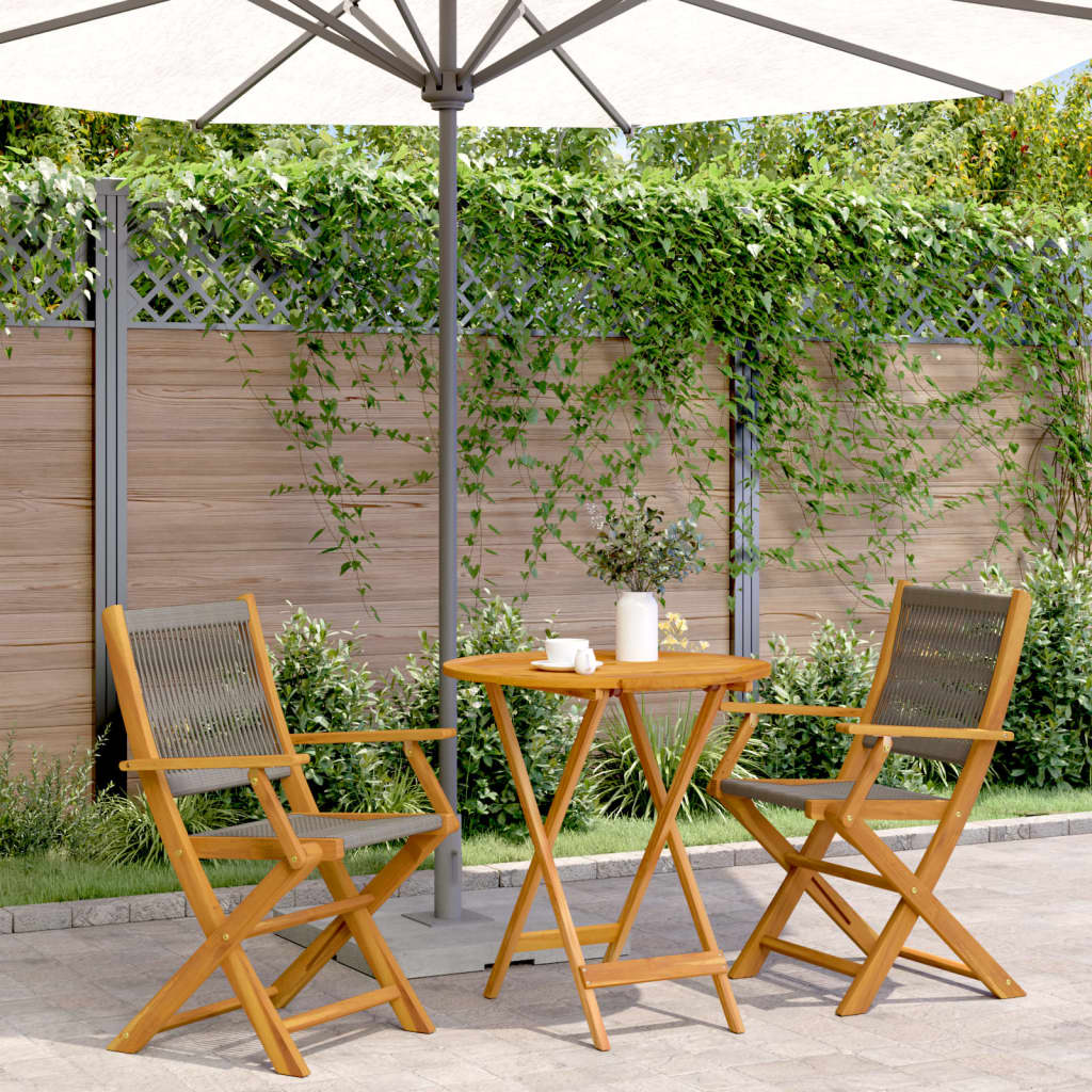 Set da Bistrot 3pz Grigio in Polipropilene e Legno Massello | homemem39
