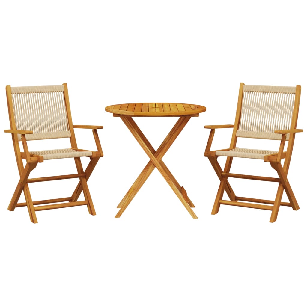 Set da Bistrot 3pz Beige in Polipropilene e Legno Massello | homemem39