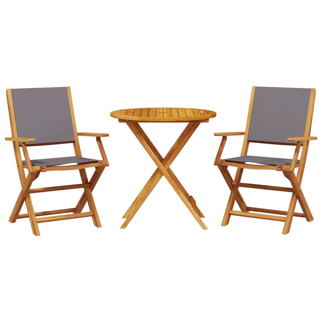 Set da Bistrot 3pz Antracite in Tessuto e Legno Massello | homemem39