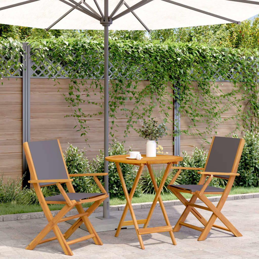 Set da Bistrot 3pz Antracite in Tessuto e Legno Massello | homemem39