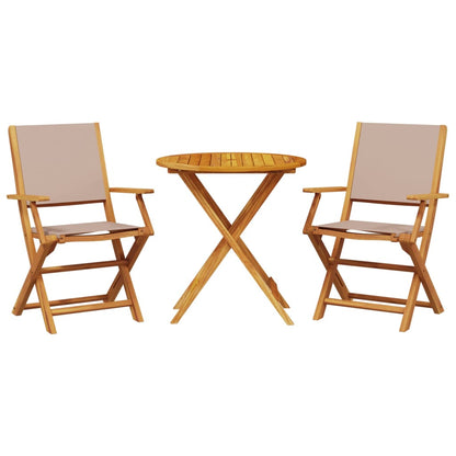 Set da Bistrot 3pz Tortora in Tessuto e Legno Massello | homemem39