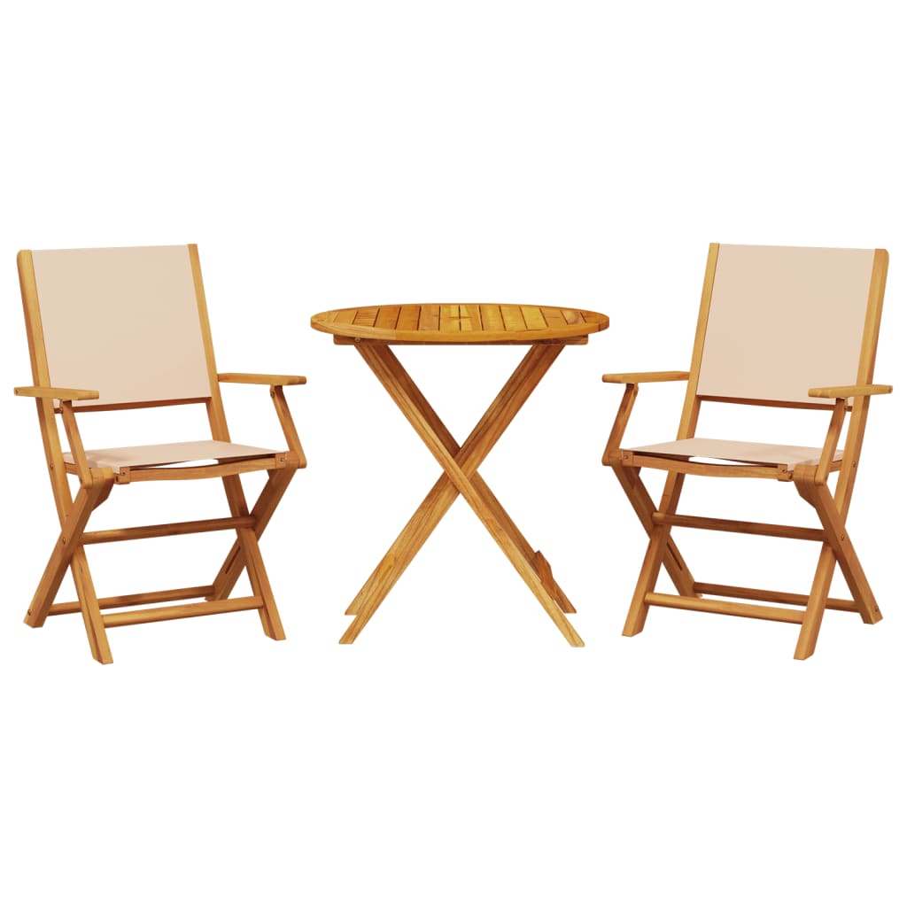 Set da Bistrot 3pz Beige in Tessuto e Legno Massello - homemem39