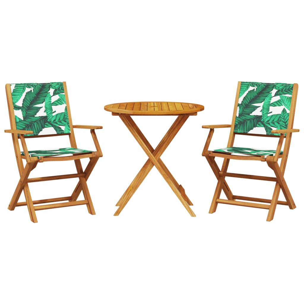 Set da Bistrot 3 pz Motivo Foglie in Tessuto e Legno Massello | homemem39