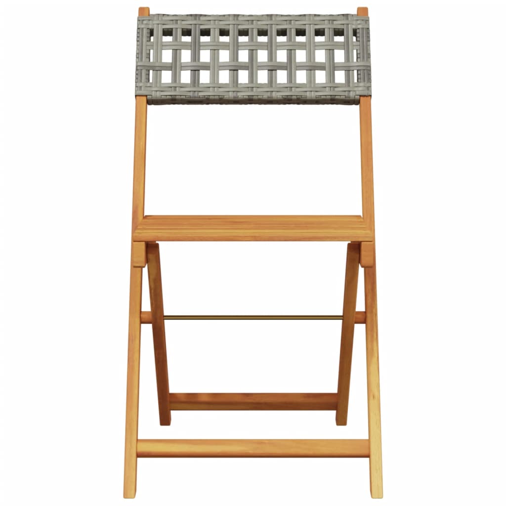 Set da Bistrot 3 pz Grigio in Polyrattan e Legno Massello | homemem39