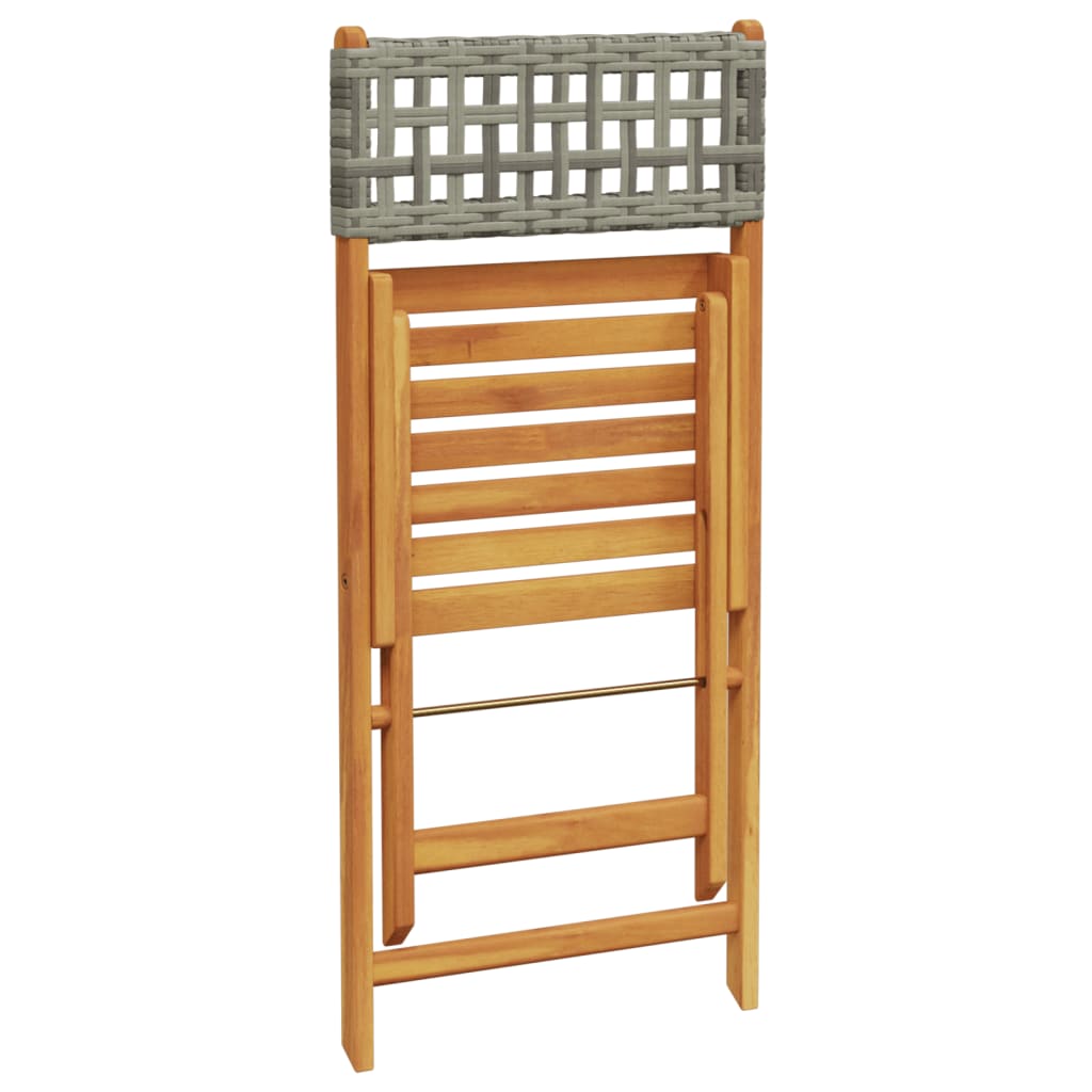 Set da Bistrot 3 pz Grigio in Polyrattan e Legno Massello | homemem39
