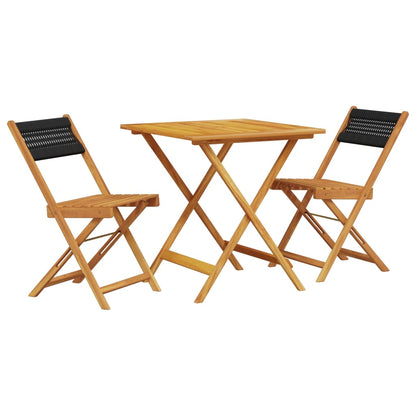 Set da Bistrot 3pz Nero in Polipropilene e Legno Massello | homemem39