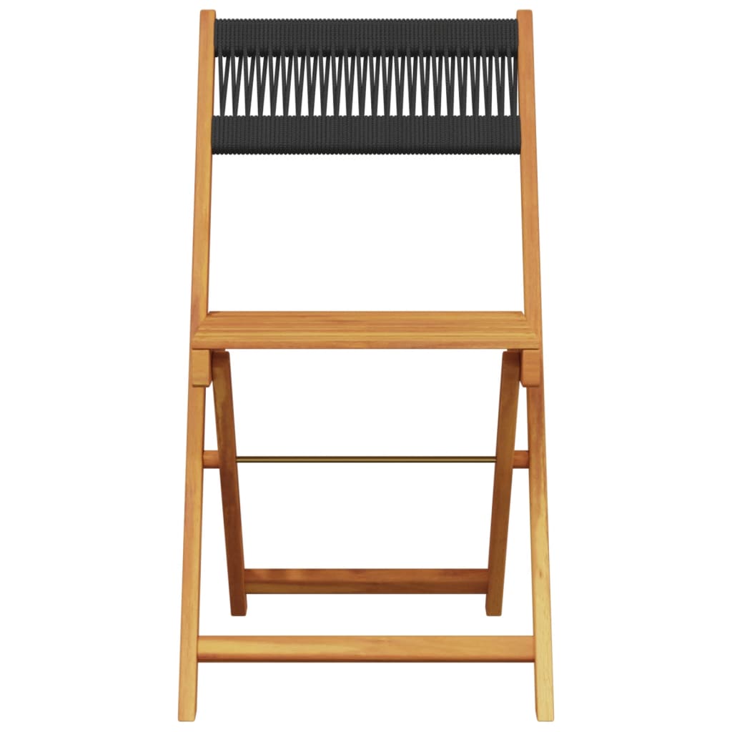 Set da Bistrot 3pz Nero in Polipropilene e Legno Massello | homemem39