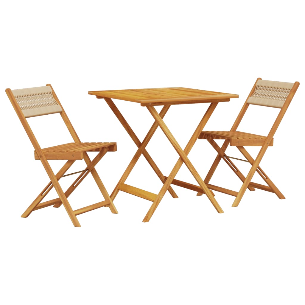 Set da Bistrot 3pz Beige in Polipropilene e Legno Massello - homemem39