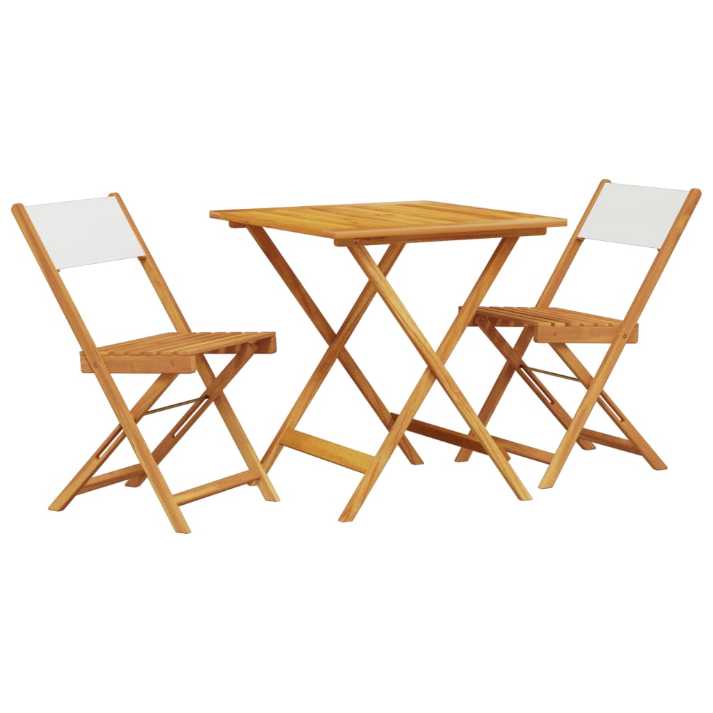 Set da Bistrot 3pz Bianco Crema in Tessuto e Legno Massello | homemem39