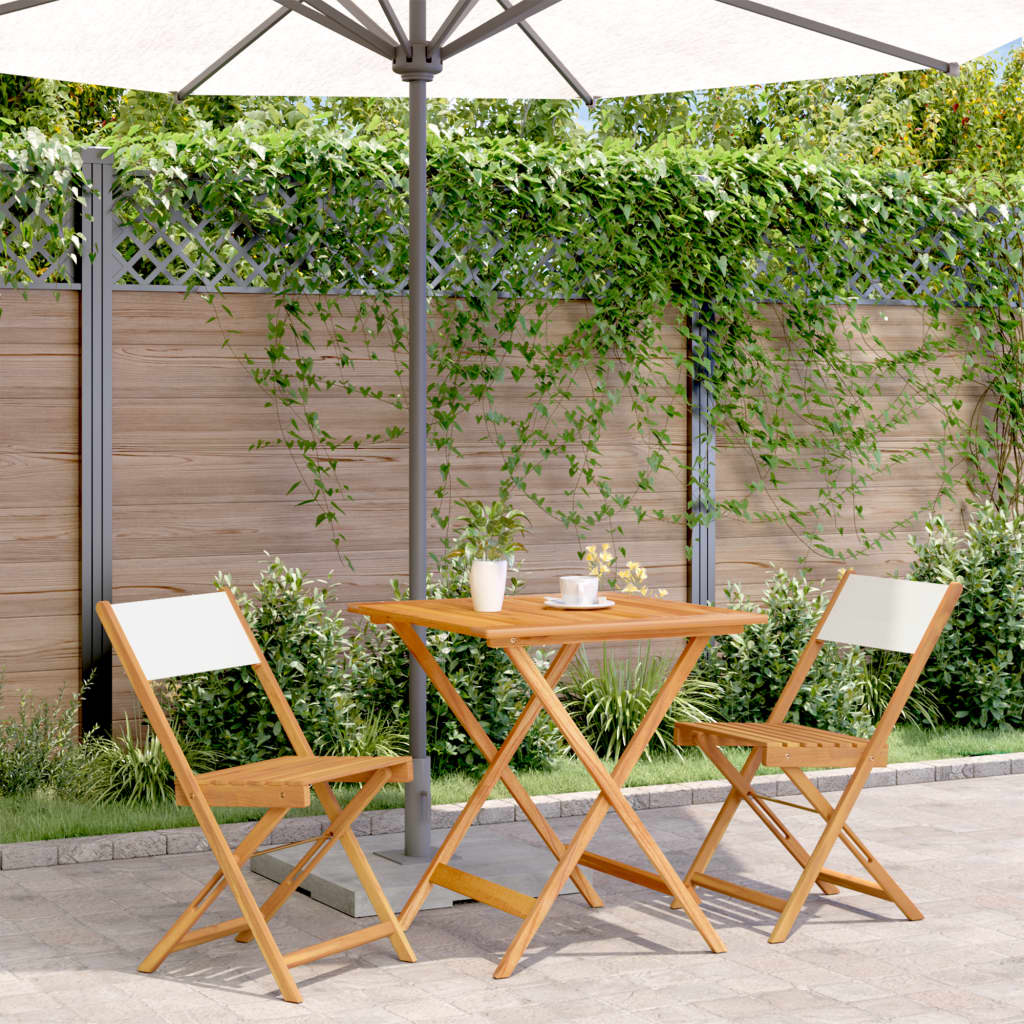 Set da Bistrot 3pz Bianco Crema in Tessuto e Legno Massello | homemem39