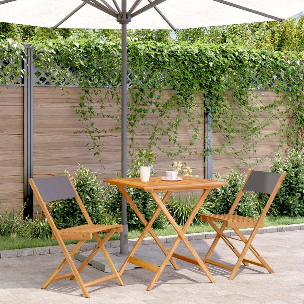 Set da Bistrot 3pz Antracite in Tessuto e Legno Massello | homemem39