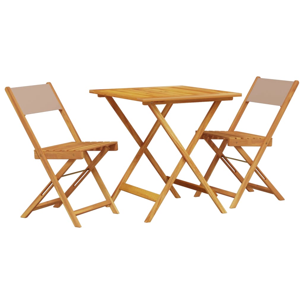 Set da Bistrot 3pz Tortora in Tessuto e Legno Massello | homemem39