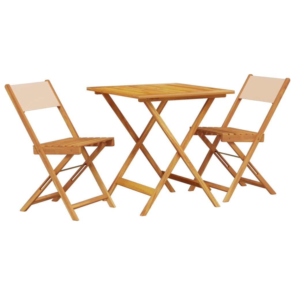 Set da Bistrot 3pz Beige in Tessuto e Legno Massello | homemem39