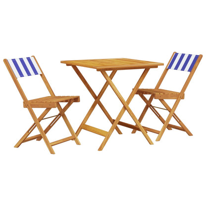 Blue and White 3-piece Bistro Set in Fabric and Solid Wood