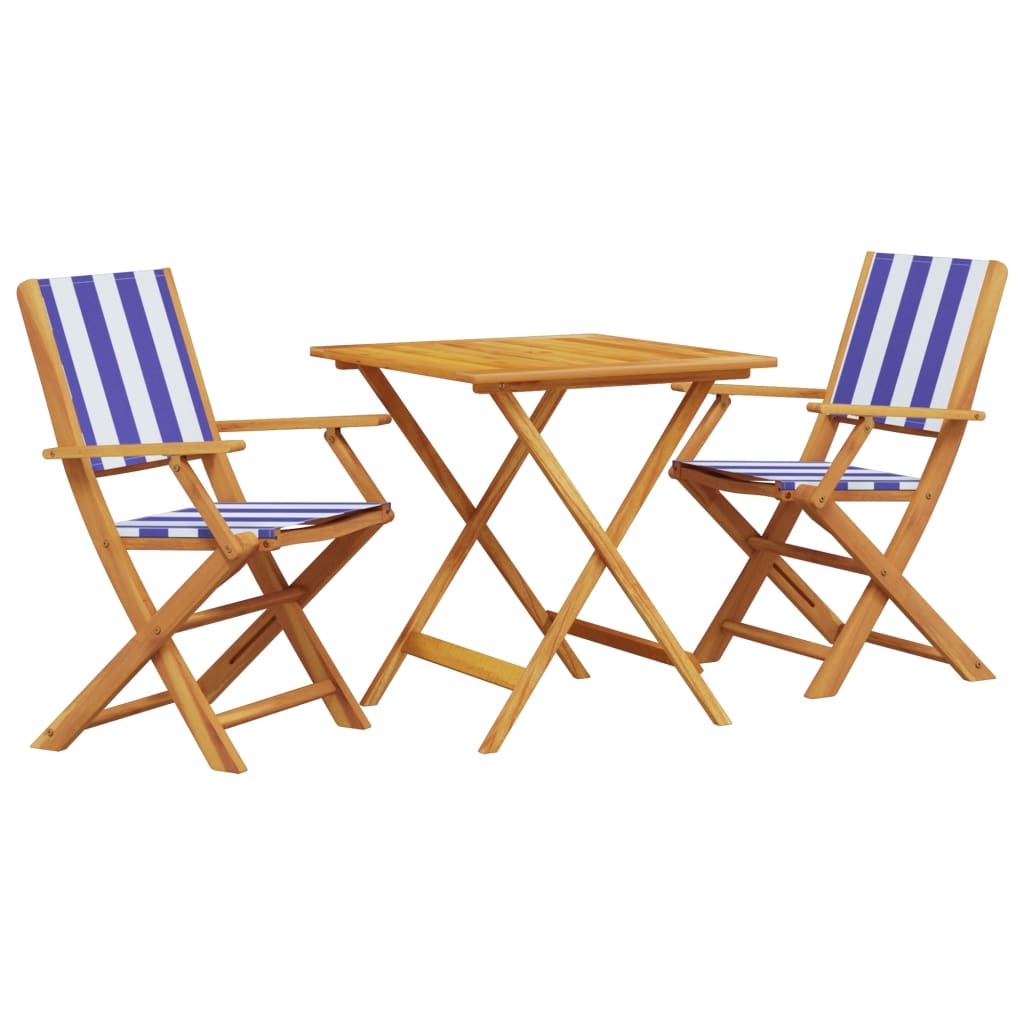 Set da Bistrot 3pz Blu e Bianco in Tessuto e Legno Massello - homemem39