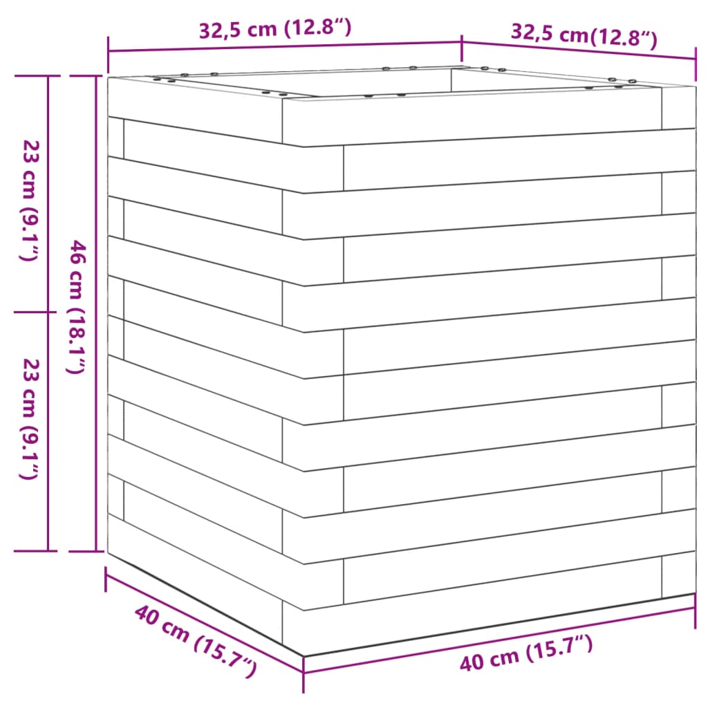 Fioriera Giardino Marrone Cera 40x40x46 cm Legno Massello Pino