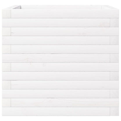 Fioriera da Giardino Bianca 50x50x46 cm Legno Massello di Pino