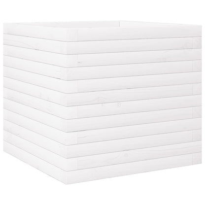 Fioriera da Giardino Bianca 50x50x46 cm Legno Massello di Pino