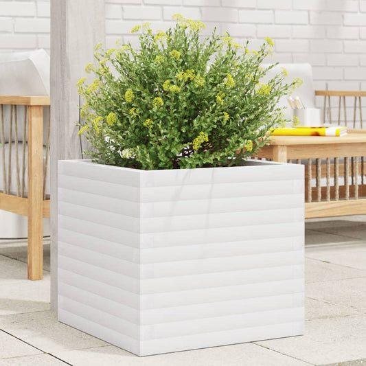 Fioriera da Giardino Bianca 50x50x46 cm Legno Massello di Pino