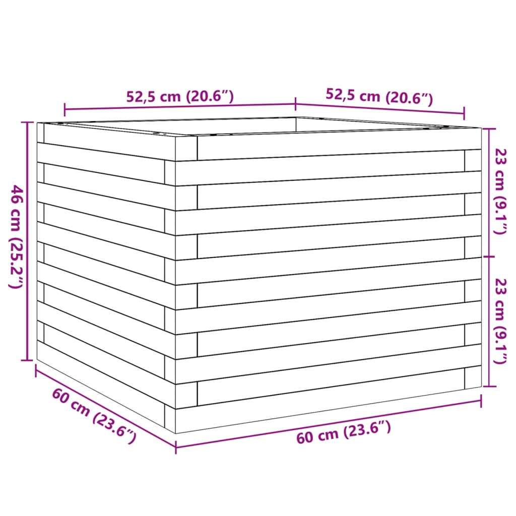 Fioriera da Giardino Bianca 60x60x46 cm Legno Massello di Pino