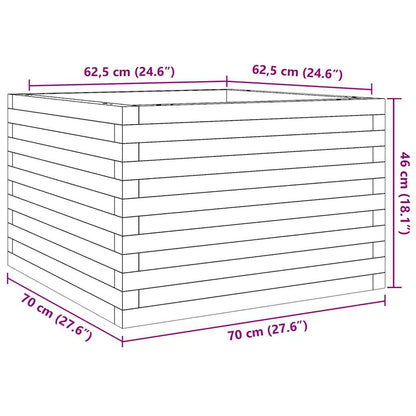 Fioriera Giardino Marrone Cera 70x70x46 cm Legno Massello Pino