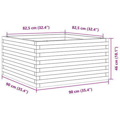 Fioriera da Giardino Bianca 90x90x46 cm Legno Massello di Pino