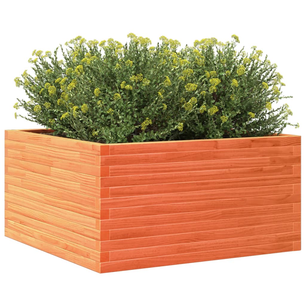 Brown Wax Garden Planter 90x90x46 cm Solid Pine Wood