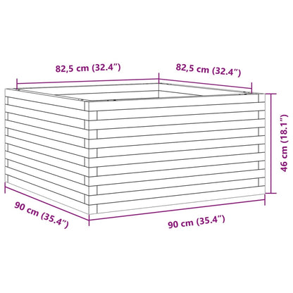 Brown Wax Garden Planter 90x90x46 cm Solid Pine Wood