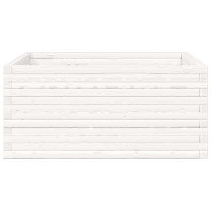 Fioriera da Giardino Bianca 100x100x46cm Legno Massello di Pino